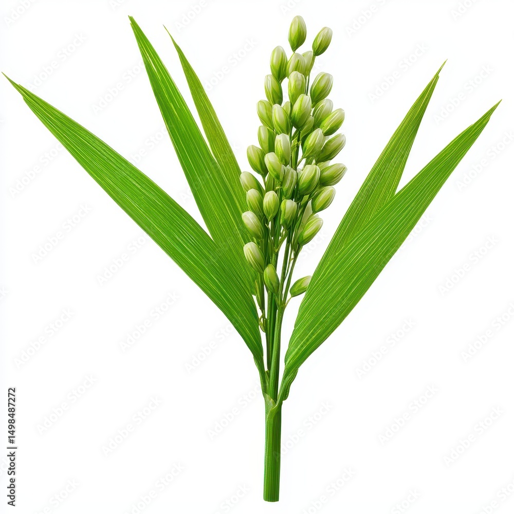 Obraz premium Vibrant Green Plant with Light Buds Close Up