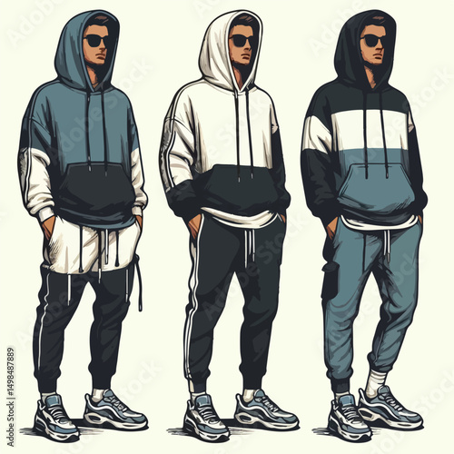 Fashion Illustration of Hooded Outfits