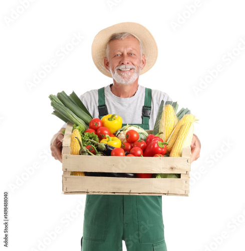 Mature male farmer with woo...