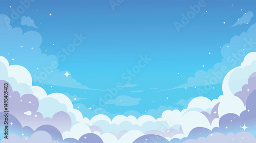Colorful sky, dream illustration, rainbow fantasy background, banner.
