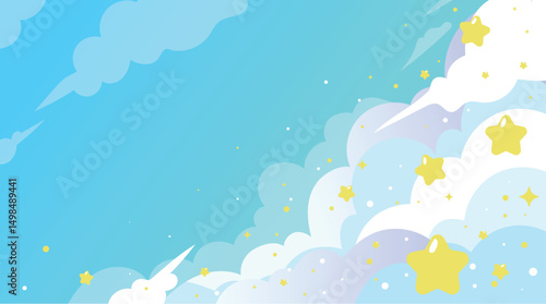 Colorful sky, dream illustration, rainbow fantasy background, banner.