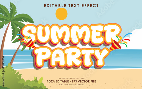 Editable summer party text effect