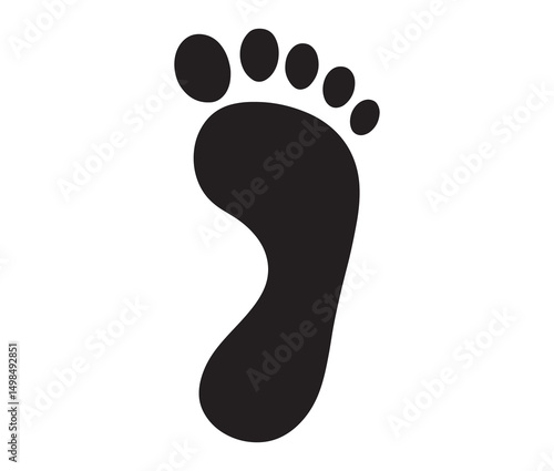Silhouette human foot prints on white background. Minimalist human footprint icon.