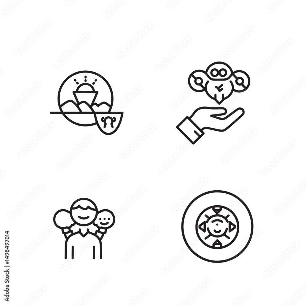 Abstract black line art icons representing various concepts and emotions in a vector illustration Abstract black line art icons representing various concepts and emotions in a vector illustration