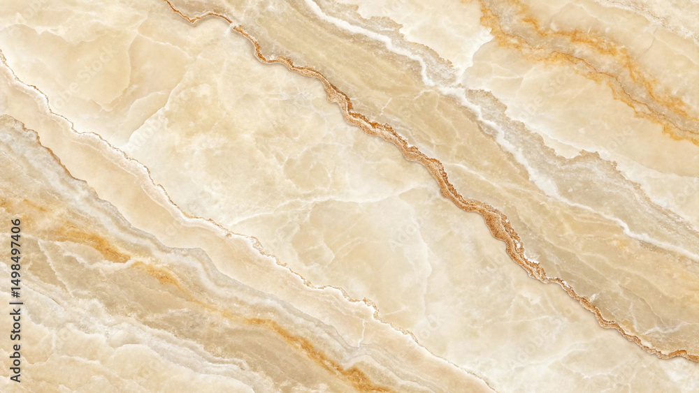 Fototapeta premium Abstract Beige Onyx Stone Texture for Interior Design. A stunning and intricate pattern of natural stone, exuding elegance and luxury, perfect for design and architectural projects. 