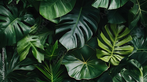 Wallpaper Mural Lush green tropical leaves create a vibrant pattern. Torontodigital.ca