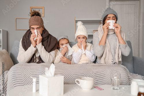Ill family with tissues sne...
