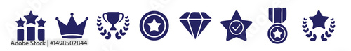 Flat Crown and Badge Icons for Awards