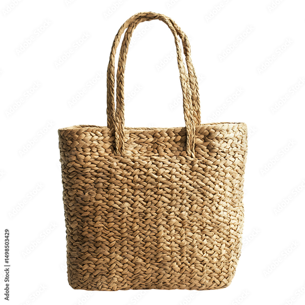 Rustic Straw Tote Bag with a Rough Organic Weave Isolated on Transparent Background Rustic Straw Tote Bag with a Rough Organic Weave Isolated on Transparent Background