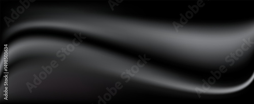 black foil background with metal mirror texture. Chrome gradient surface with light gloss. Vector aluminum grey sheet with reflection. Platinum and titanium abstract cold bg. eps 10