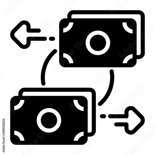 money transfer icon, glyph icon style