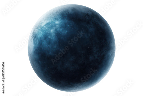 Mysterious blue planet in dark starry space, cut out