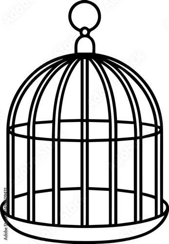bird cage outline line art illustration, coloring book page