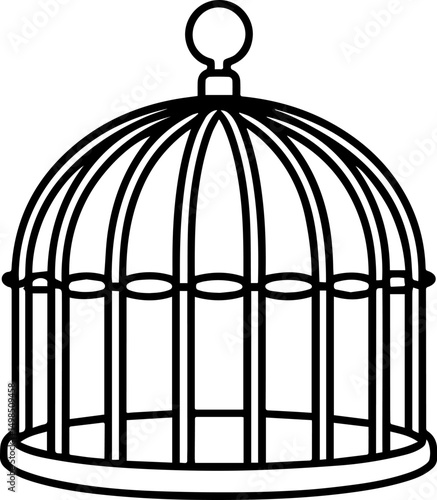 bird cage outline line art illustration, coloring book page