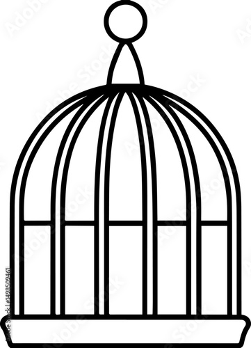 bird cage outline line art illustration, coloring book page