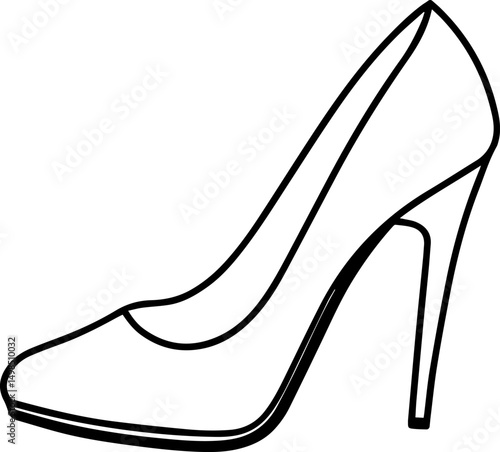 High heel outline line art illustration, coloring book page
