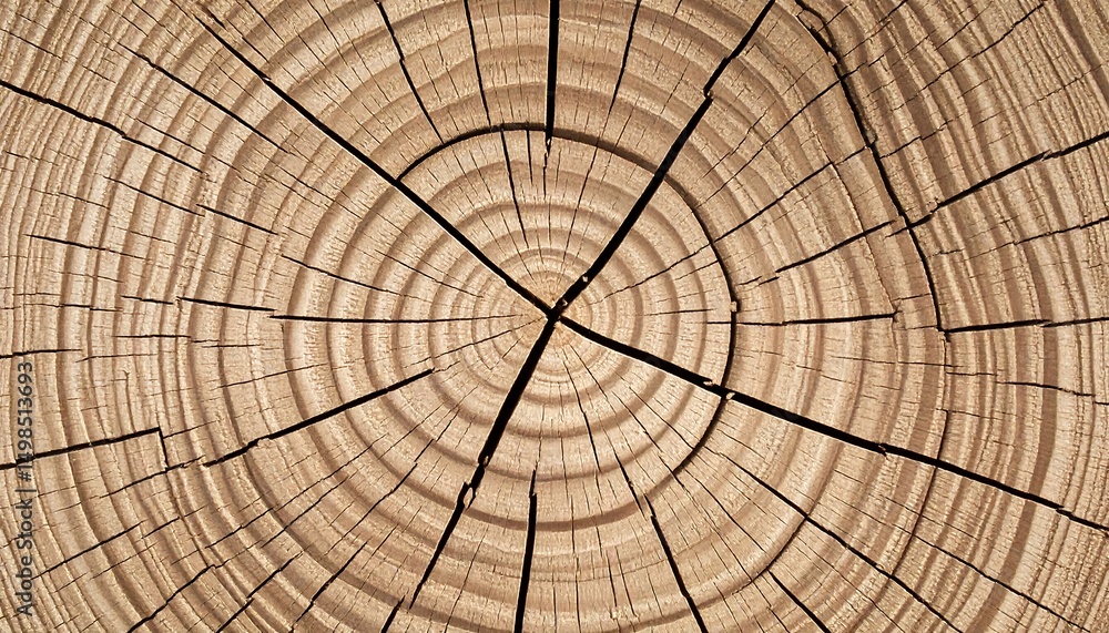 Fototapeta premium Rustic Wood Grain Texture with CrossSection of Tree Trunk, and CloseUp Natural Details.