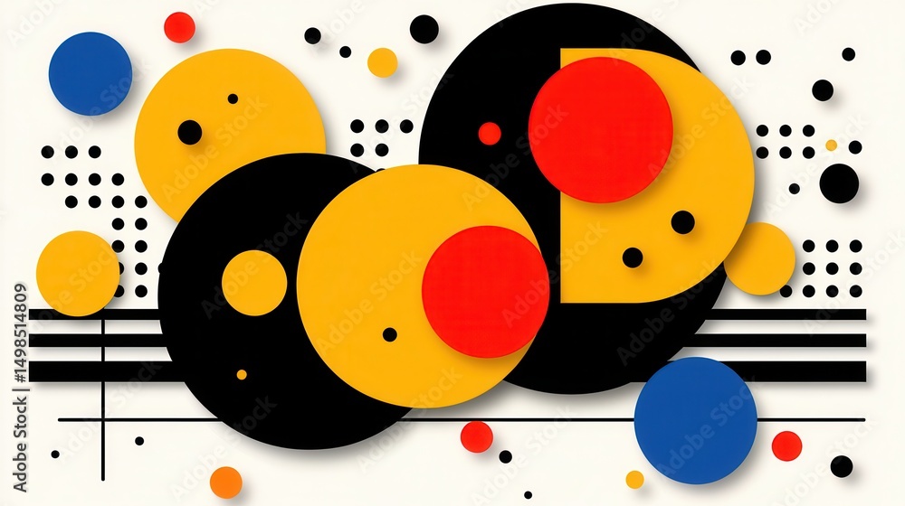 Obraz premium Abstract Geometric Composition with Overlapping Circles and Dots