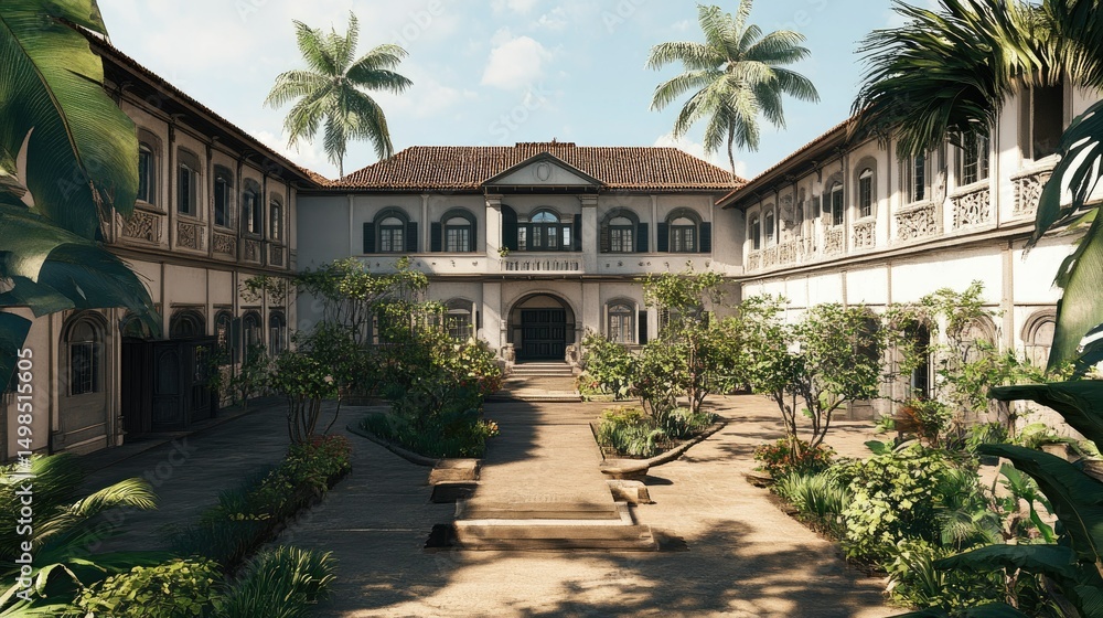 Serene Tropical Courtyard Oasis: A Luxurious Colonial Mansion Serene Tropical Courtyard Oasis: A Luxurious Colonial Mansion