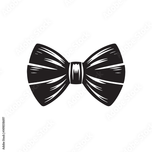 Black Color Bow Tie Silhouette Vector Illustration, Solid White Background. minimal vector design