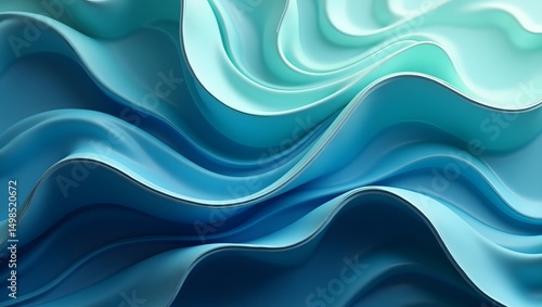 Wallpaper Mural Serene Layers – Turquoise and Teal Abstract Art Wallpaper Torontodigital.ca