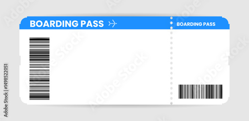 Airplane ticket. Boarding pass ticket template. Airline boarding pass template. Vector illustration