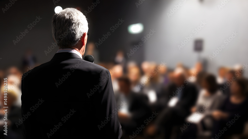 Speaker delivering a passionate speech, inspiring the audience with powerful ideas. Speaker delivering a passionate speech, inspiring the audience with powerful ideas.