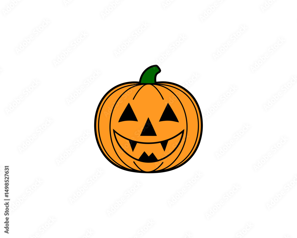 Fototapeta premium Cute Halloween Jack-O'-Lantern Pumpkin Clipart Funny Smiling Face Vector for Fall, Autumn, Kids Party and Spooky Decorations.