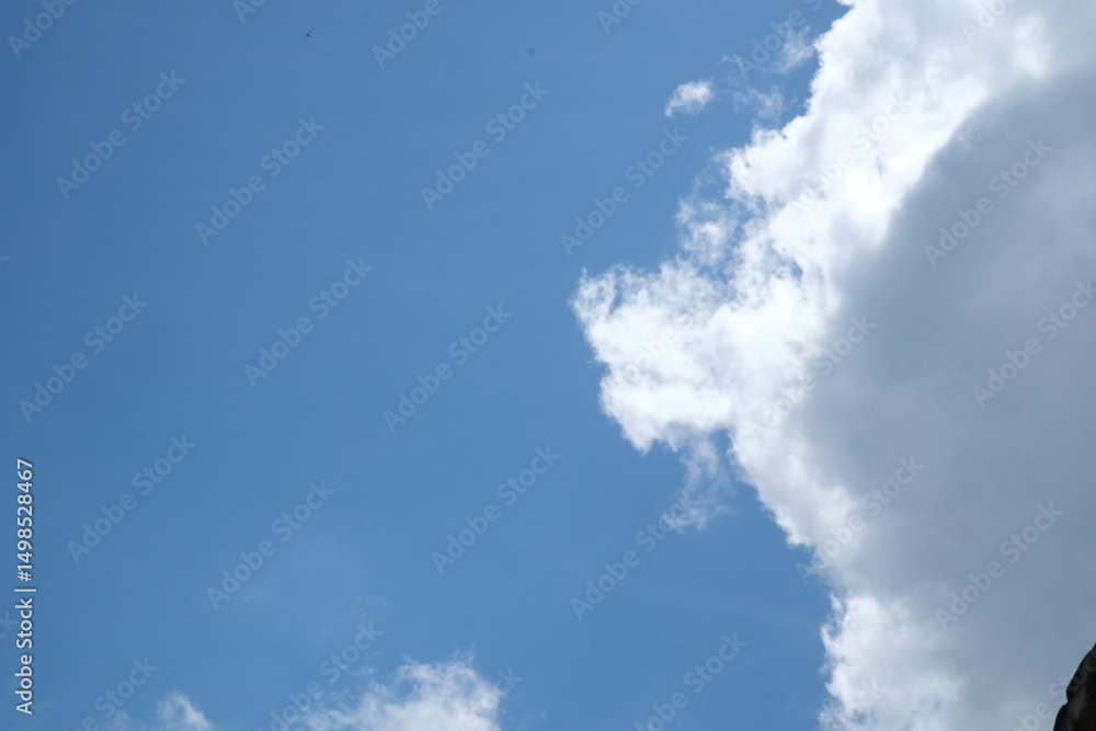 Obraz premium Aerial view of fluffy white clouds in beautiful blue sky