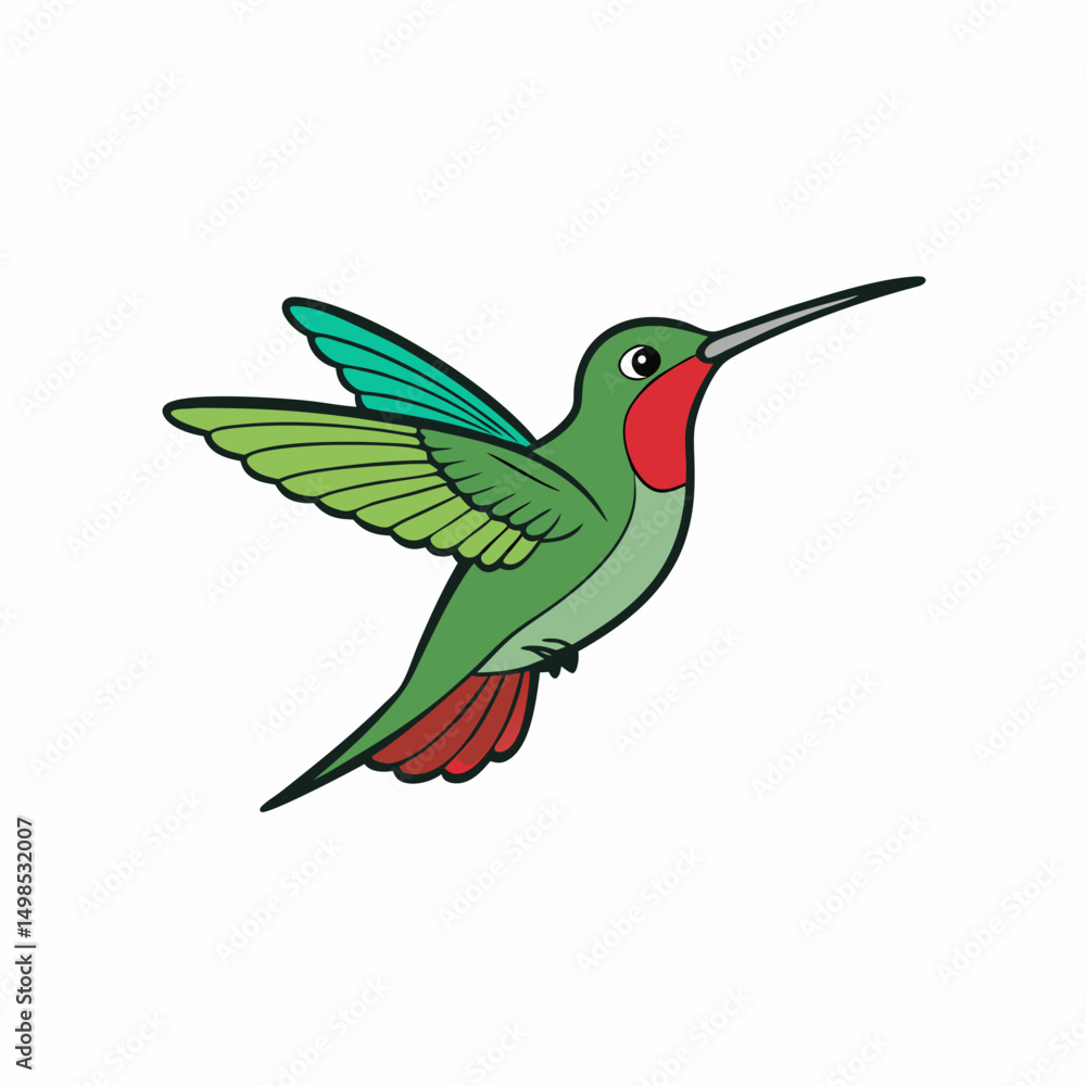 Hummingbird Bird Perched On White Hummingbird Bird Perched On White