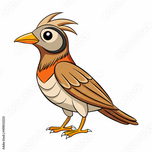 Lark Bird Perched Vector Style On White