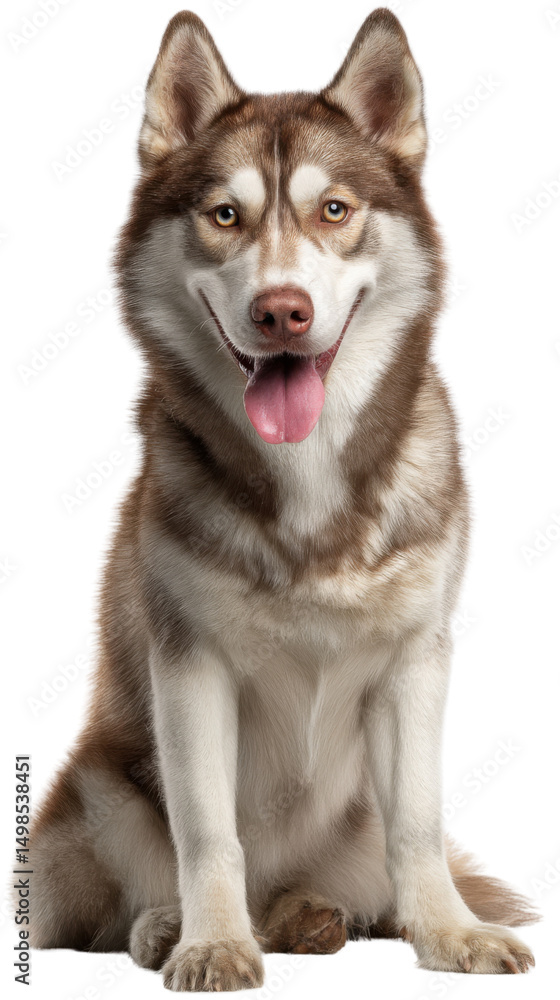 Husky's Charming Pose: A captivating husky with striking features sits poised, exuding warmth and charm. Husky's Charming Pose: A captivating husky with striking features sits poised, exuding warmth and charm.