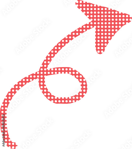 手描きで赤いドット柄の回転した矢印アイコン Adobe Illustrator Artwork