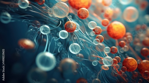 Fototapeta Naklejka Na Ścianę i Meble -  Cell abstract concept. Microorganisms under microscope 