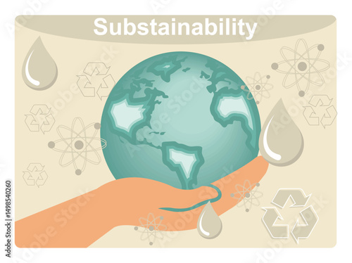 Sustainability or environmental protection concept. Hand Holding Earth Global Sustainability.