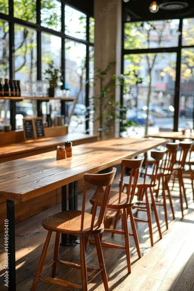 Obraz premium Modern cafe interior with large windows