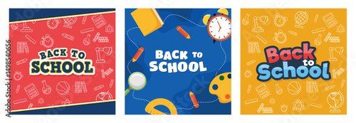 Editable text effect Back To School. Colorful Social Media Template. Colorful Back to School Design.