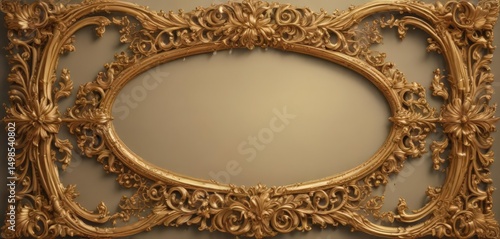 Intricate swirls & flourishes form elegant frame  Gold, ornate, vintage ,  style,  texture,  vector