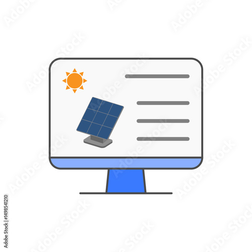 Solar dashboard screen icon representing solar energy monitoring and digital performance tracking.