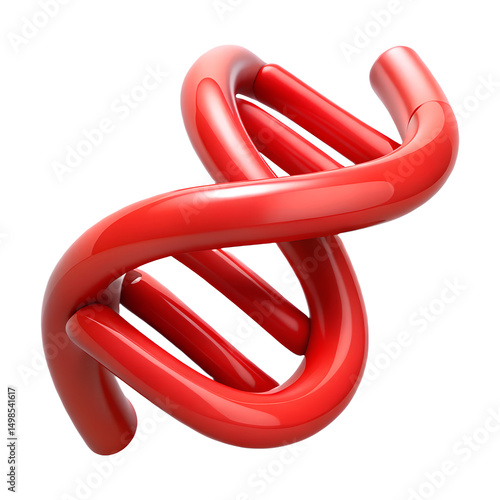 Fototapeta Naklejka Na Ścianę i Meble -  3d red dna helix model isolated on transparent background