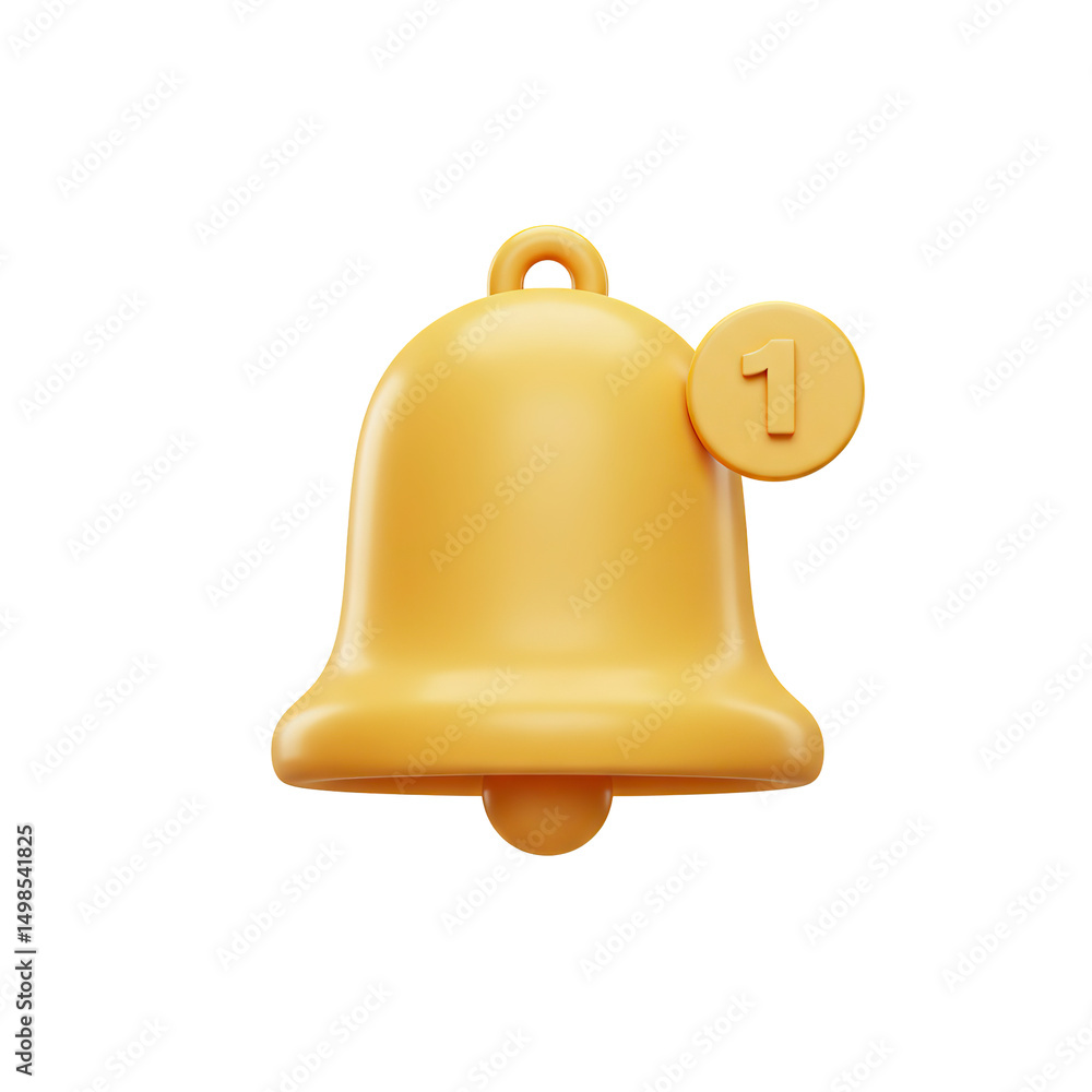 Charming golden notification bell with subtle dimensionality and clean presentation Charming golden notification bell with subtle dimensionality and clean presentation