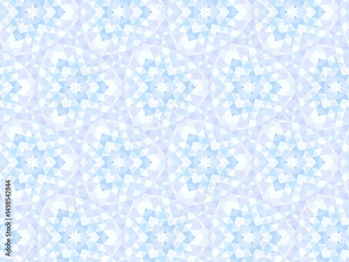 涼しげな青と水色の繊細で神秘的なモザイク～抽象的な幾何学模様の背景素材76