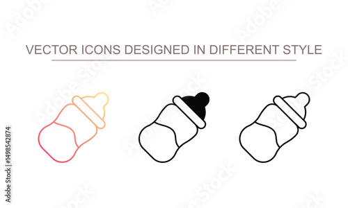 Baby bottle icon design with white background stock illustration