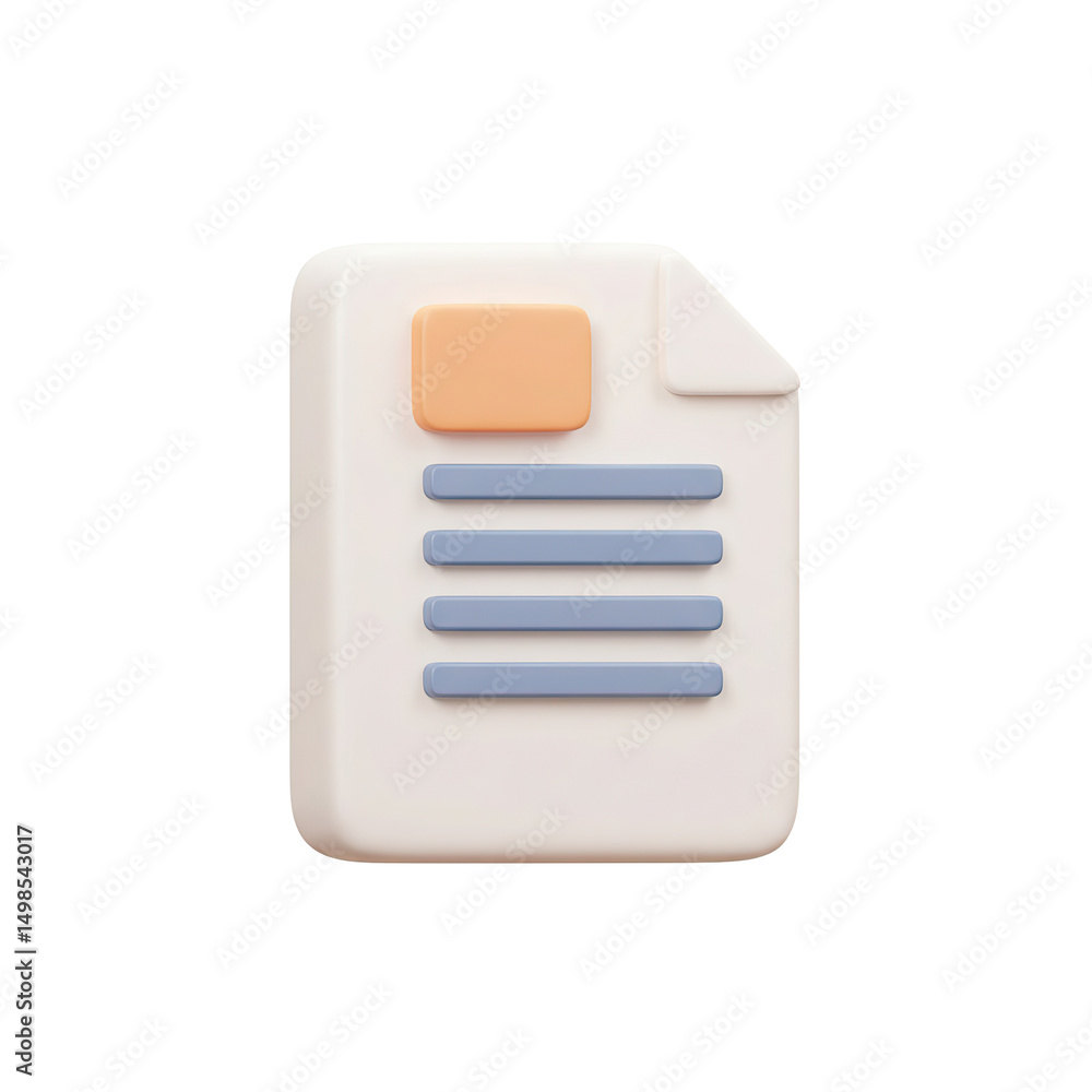 Document icon, simple design of file with content symbol on white background Document icon, simple design of file with content symbol on white background