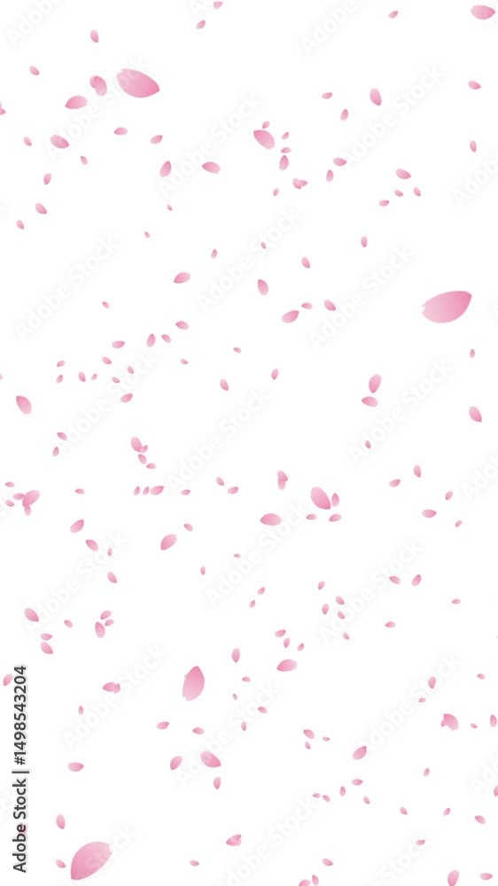 桜吹雪の背景素材(縦長、白背景) 桜吹雪の背景素材(縦長、白背景)