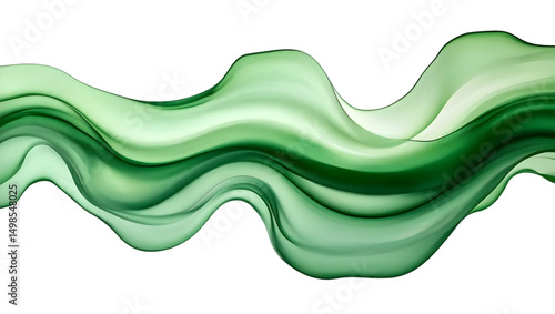 Abstract Green Wave on Transparent Background