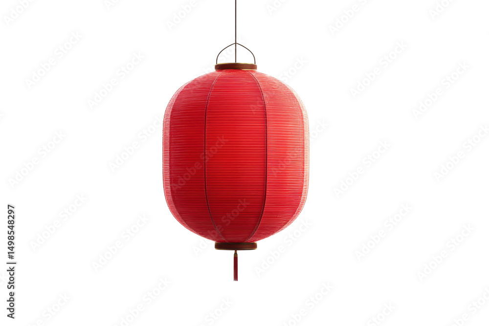 Obraz premium Traditional red chinese lantern hanging against black background, cut out
