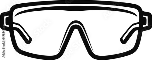 Black and white illustration of protective safety glasses silhouette. Vector illustration