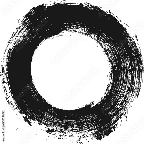 Minimalistic black zen circle symbolizing emptiness and enlightenment. Vector illustration