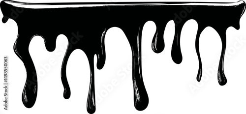 Black dripping paint against, creating a bold abstract effect. Vector illustration